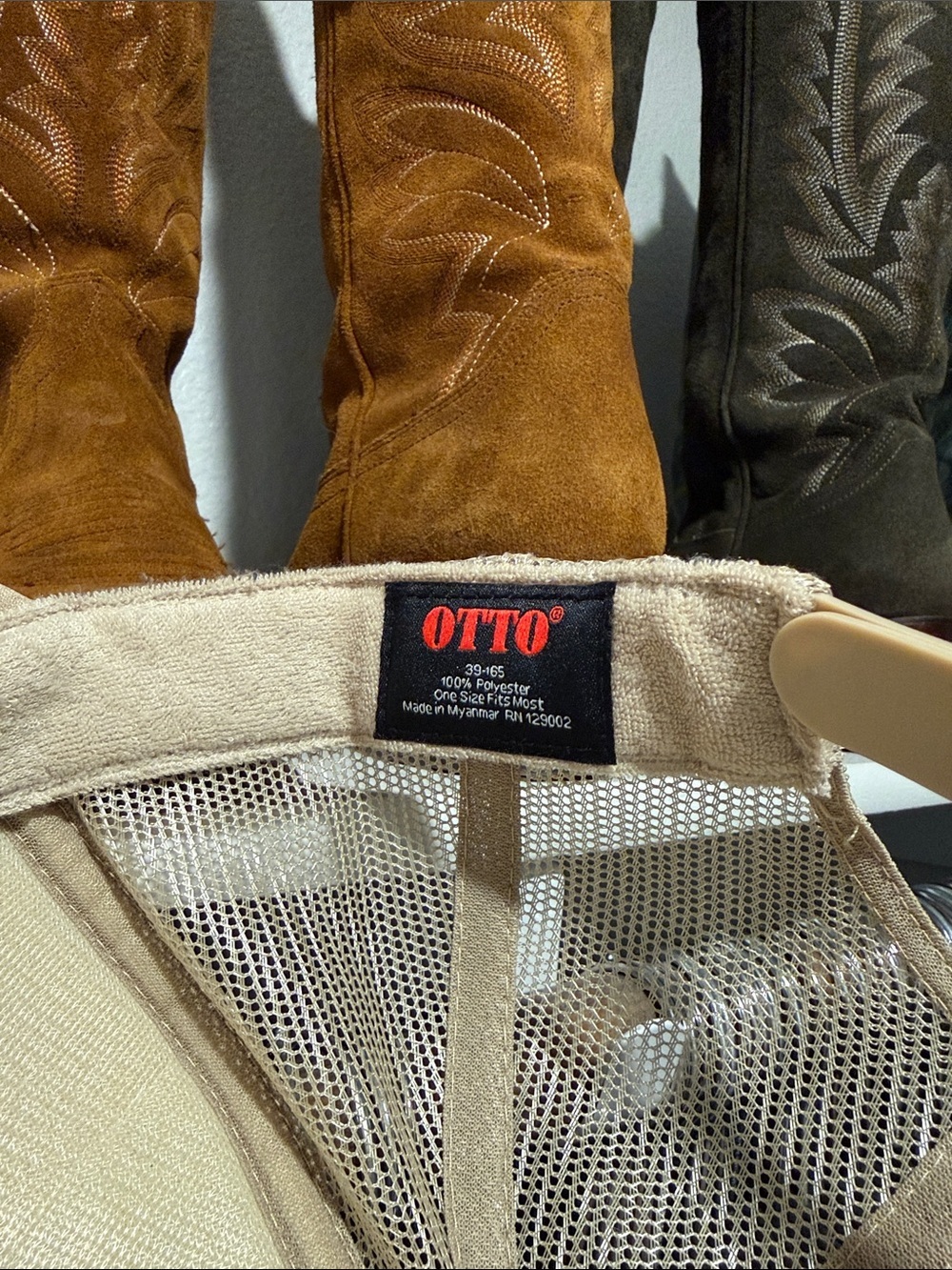 OTTO Outlaw Livin’ Beige Trucker Cap with Country Western Desert Cactus Graphic - Picture 2 of 10